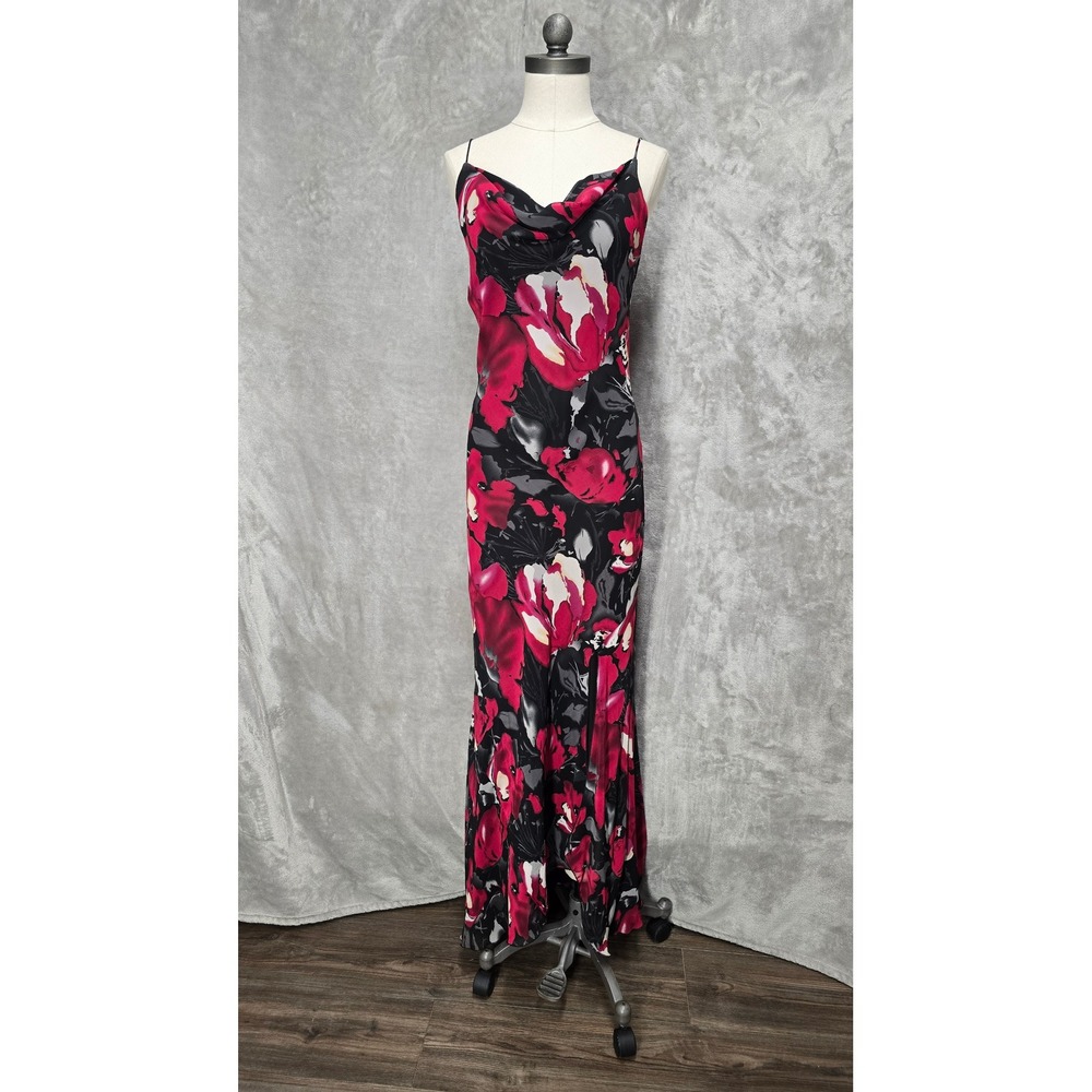 Syndicate Floral Maxi Slip Dress Cowl Neck Y2K Whimsigoth Vtg Prom Romantic L